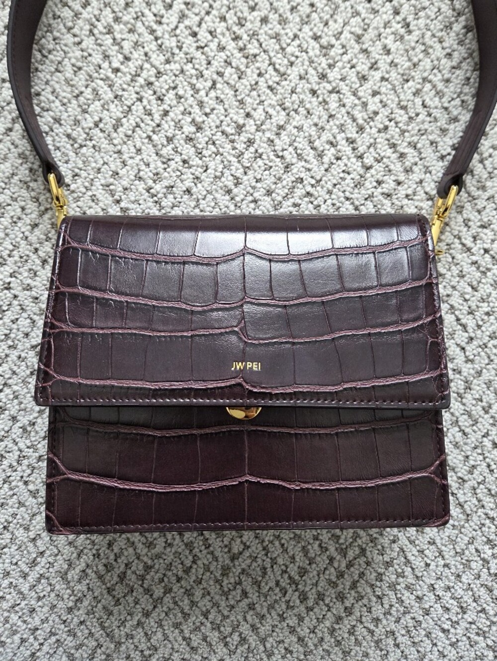 JW PEI Croc-Embossed Burgundy Bag